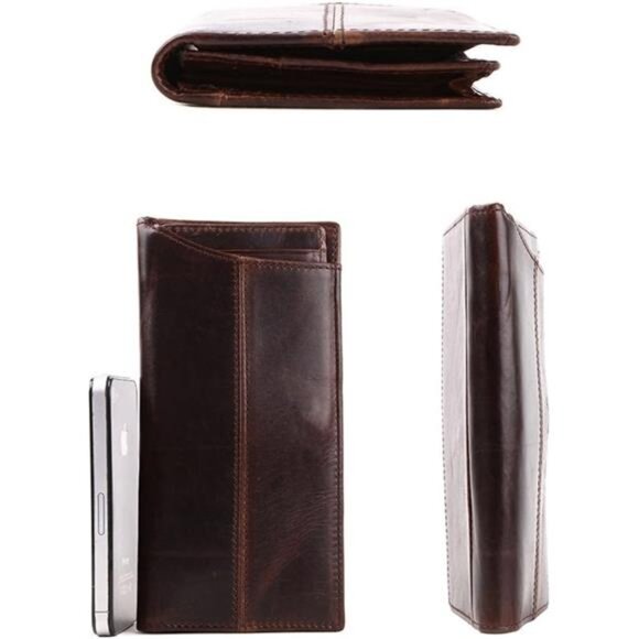 Mens Leather Zipper Pocket Business Card Case Holder Organizer Wallet Phone Case - Picture 3 of 8